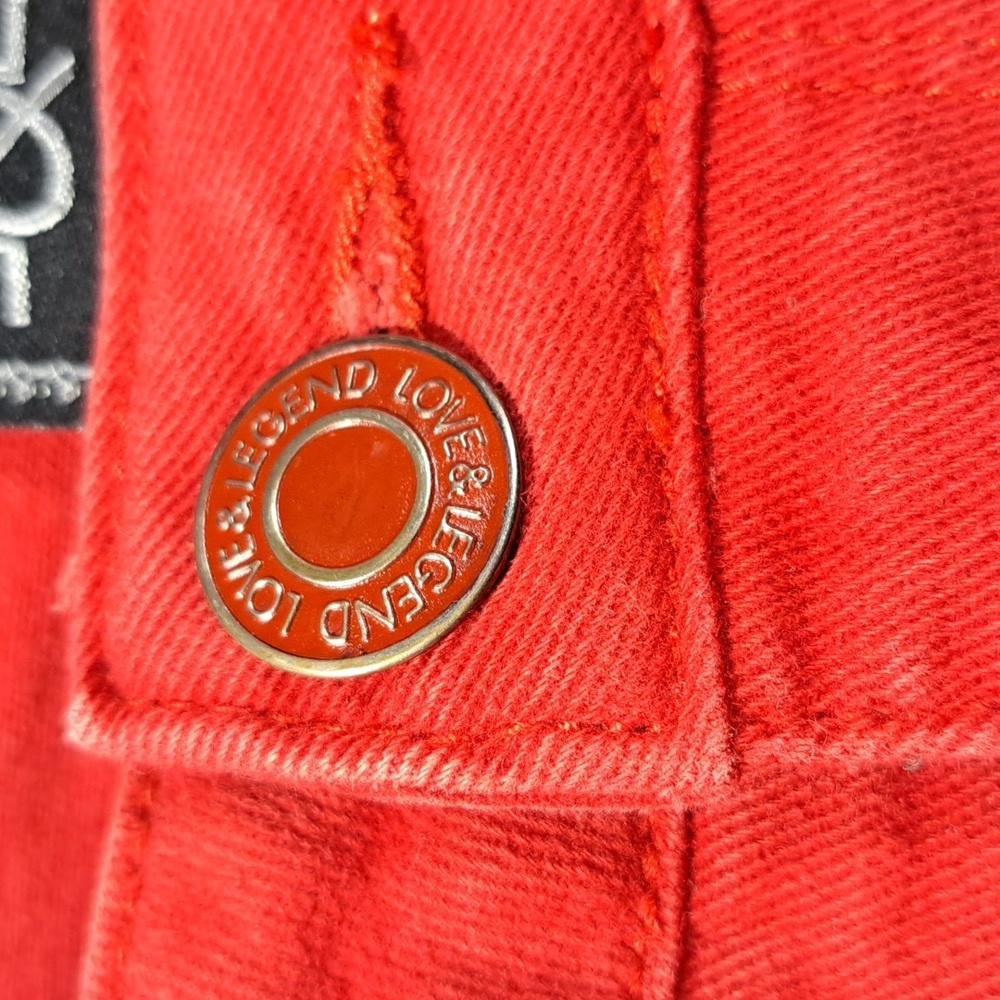 Love & Legend Red Stretch Denim Jean Capris / Shorts VG- 20 - Picture 6 of 13